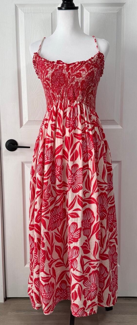 Free People Women's Sweet Nothings Floral Smocked Midi Dress Size Medium